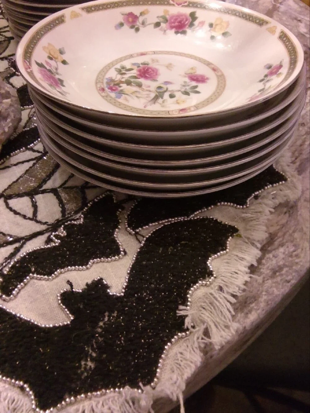 Floral Porcelain Serving Bowl – Pink & Yellow Rose Pattern